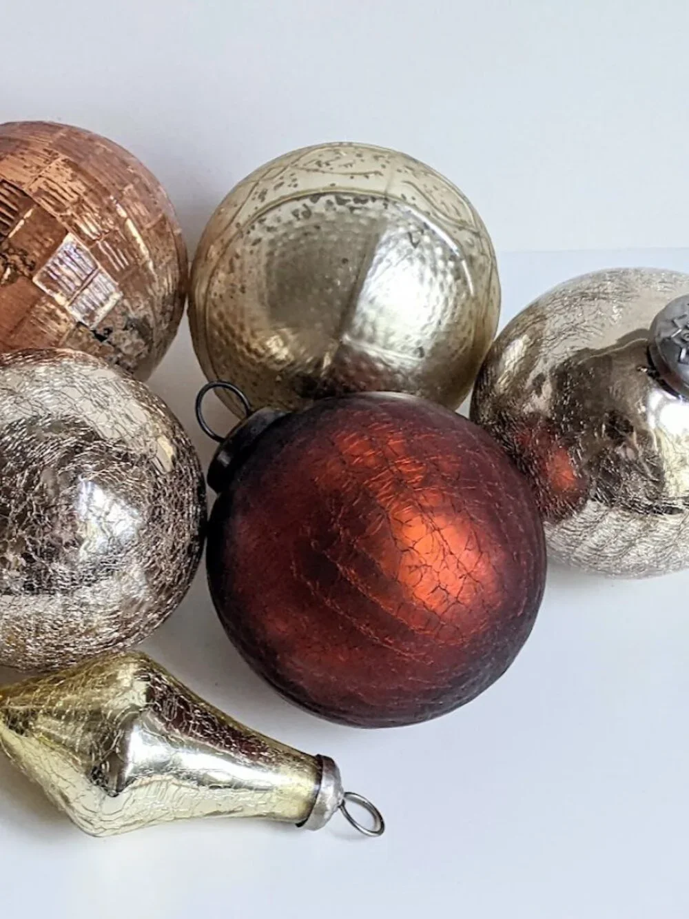 Vintage Brownish Red Crackle Mercury Glass Ornament Ball 3.75